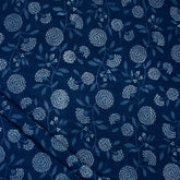 Cotton Material Indigo Floral Print Fabric