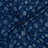 Cotton Material Indigo Floral Print Fabric