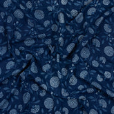Cotton Material Indigo Floral Print Fabric