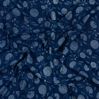 Cotton Material Indigo Floral Print Fabric
