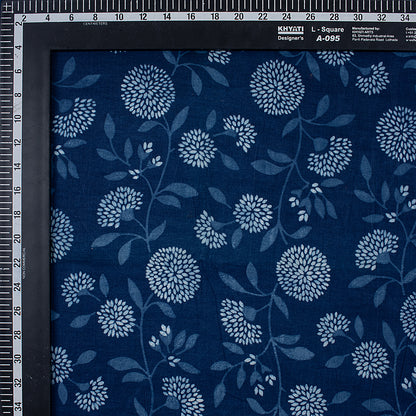 Cotton Material Indigo Floral Print Fabric