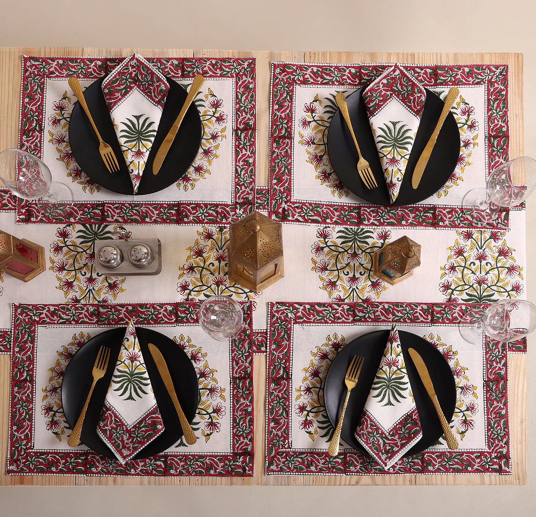 Cotton Modern Table Runner Floral Hand Block Printed