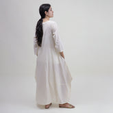 Cotton Natural Hand Dyed Solid White Kaftan Dress