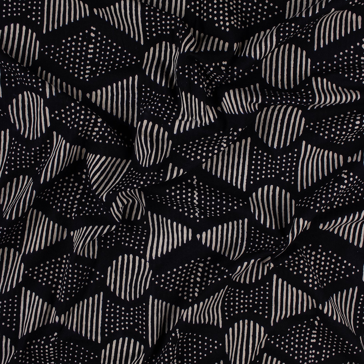 Cotton Printed Black and White Fabric 