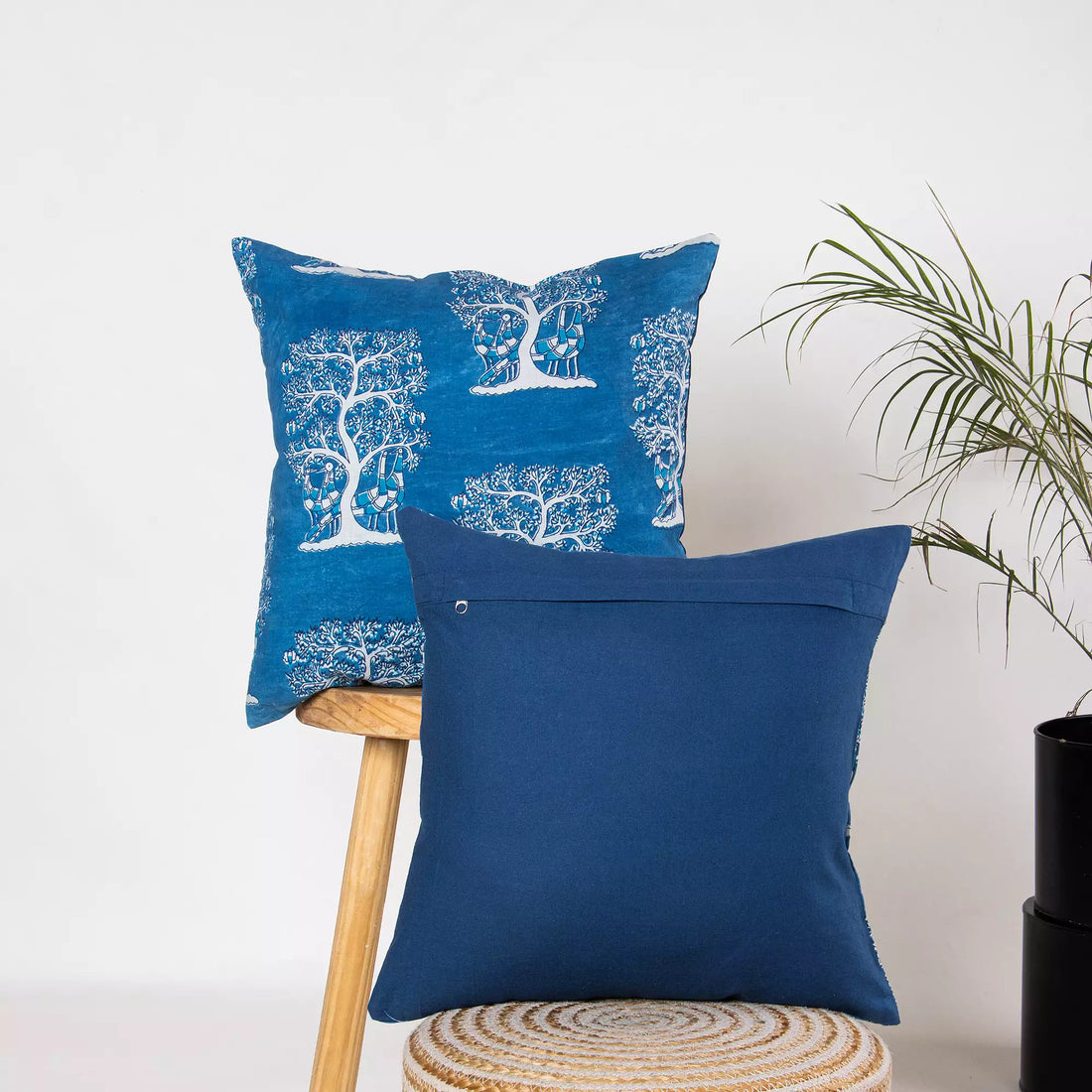 Cotton Printed Indigo Cushion Cover
