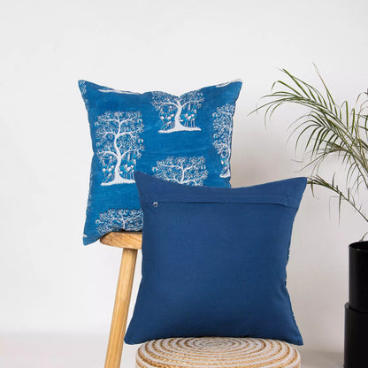 Cotton Printed Indigo Cushion Cover