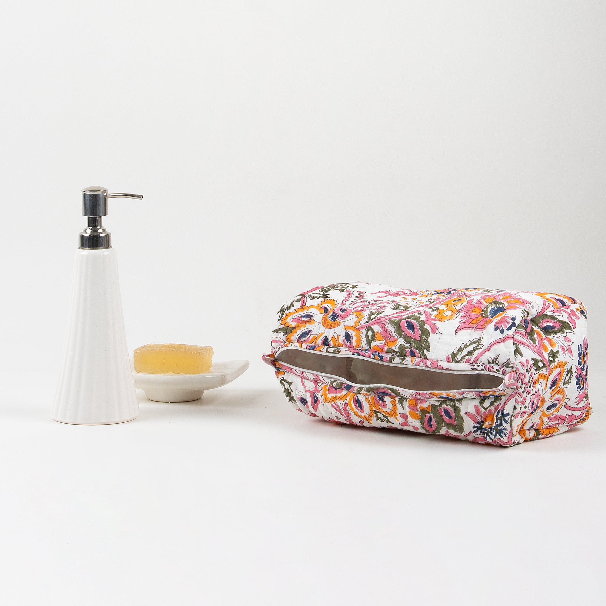 Cotton Set of 3 Travel Toiletry Bag with Pockets 