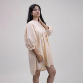 Cream Color Natural Dyed Midi Dress For Women