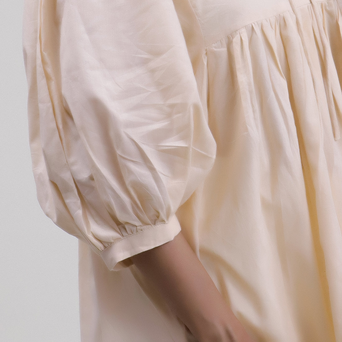 Cream Color Natural Dyed Midi Dress For Women