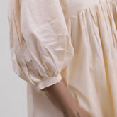 Cream Color Natural Dyed Midi Dress For Women