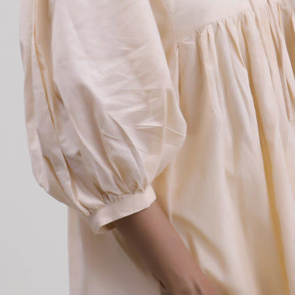 Cream Color Natural Dyed Midi Dress For Women