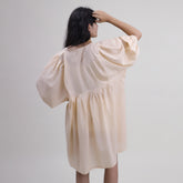Cream Color Natural Dyed Midi Dress For Women