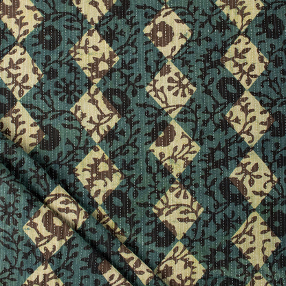 Dabu Block Printed Cotton Kantha Fabric By the Yard