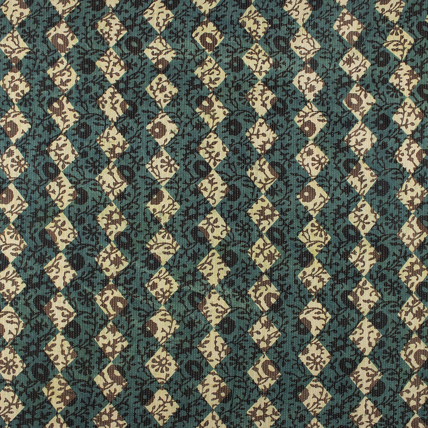 Dabu Block Printed Cotton Kantha Fabric By the Yard