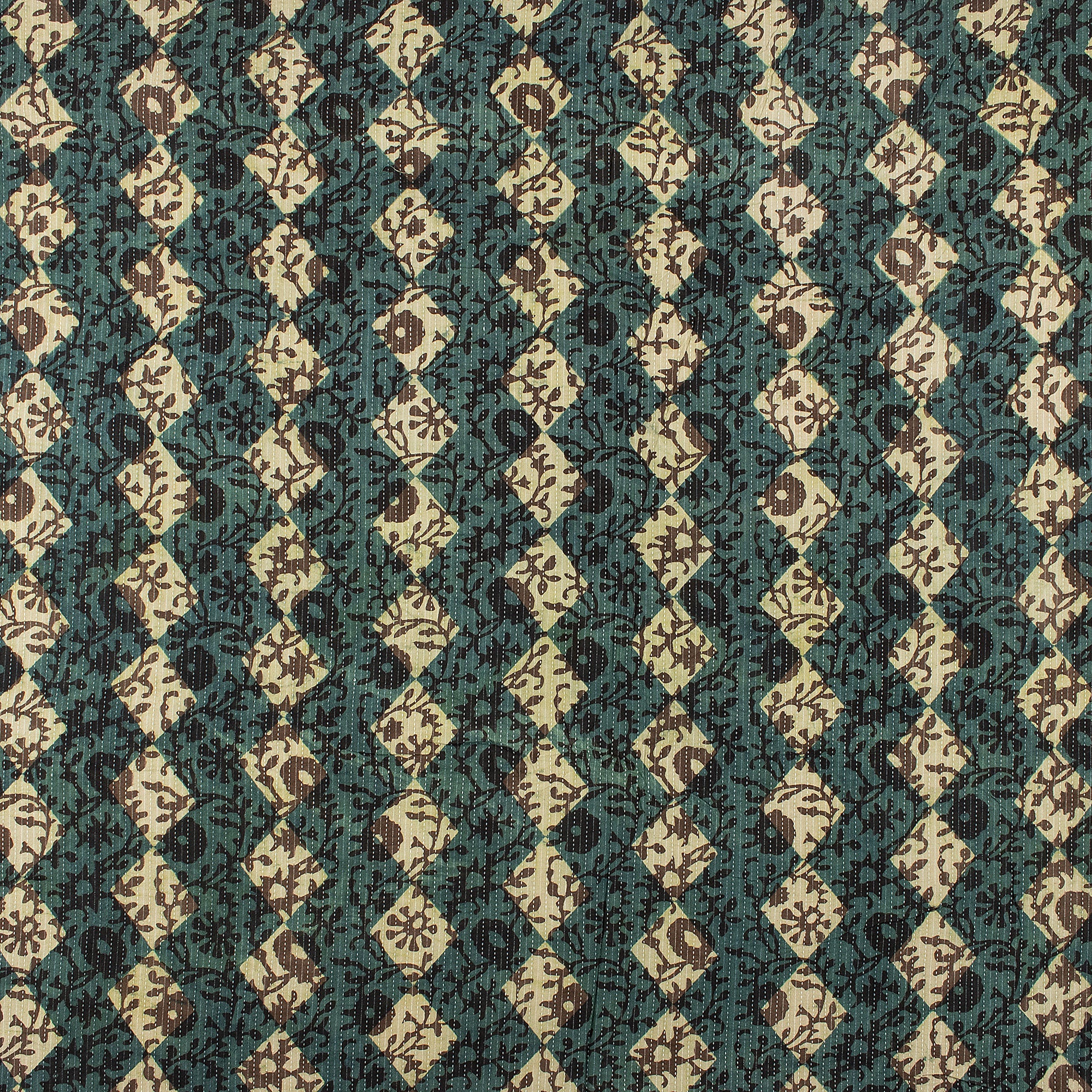 Dabu Block Printed Cotton Kantha Fabric By the Yard