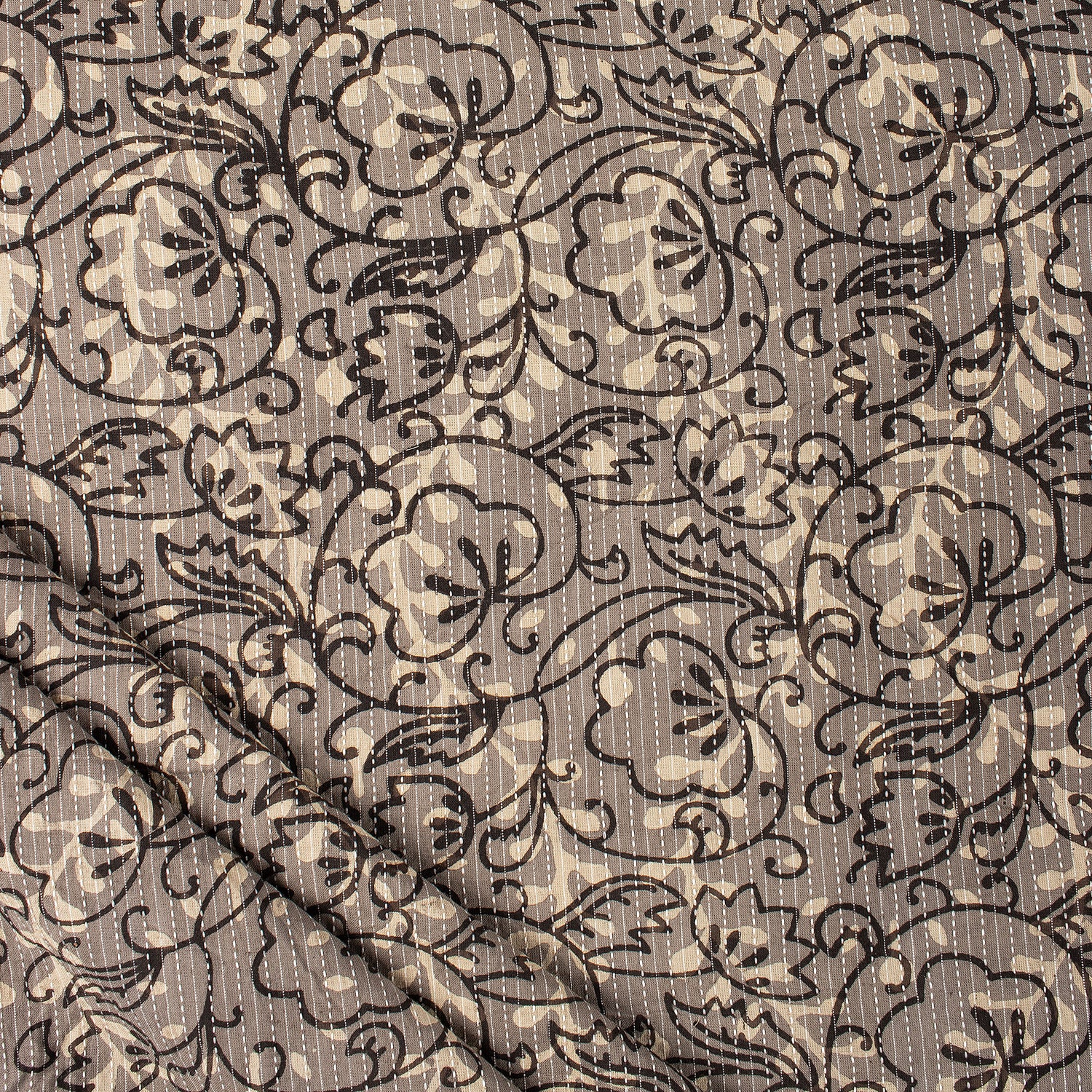 Dabu Block Printed Organic Cotton Natural Kantha Fabric
