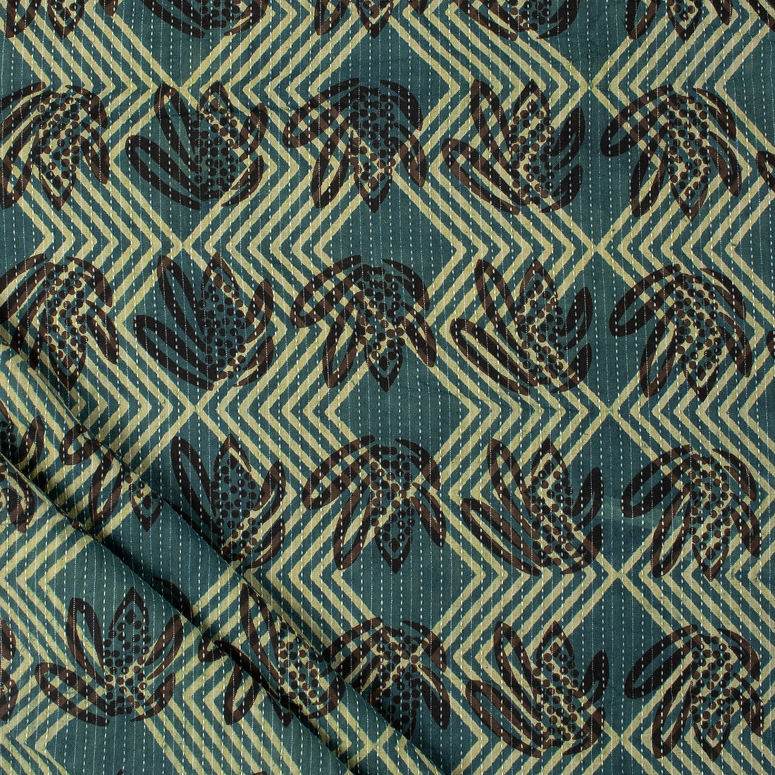 Dabu Cotton Hand Block Printed Floral Kantha Fabric