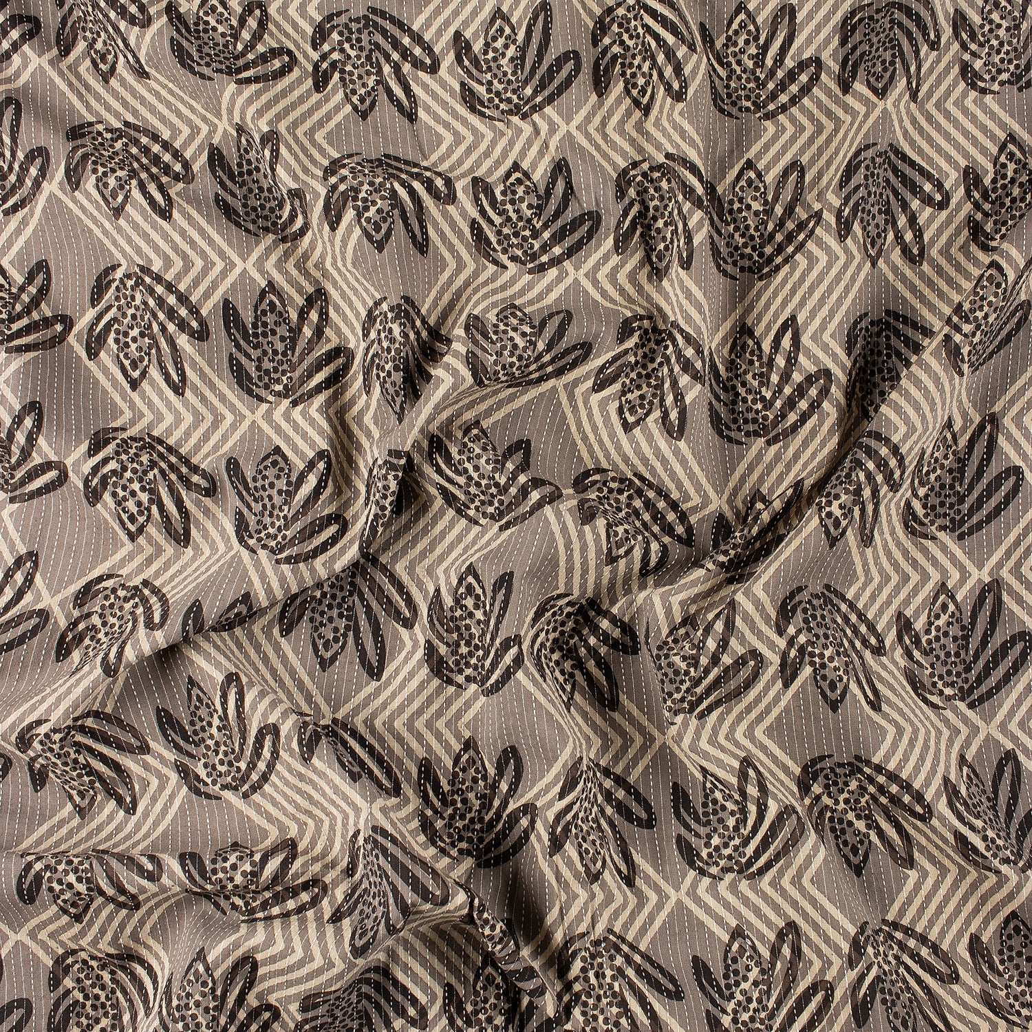 Dabu Cotton Hand Block Printed Kantha Fabric By Yard