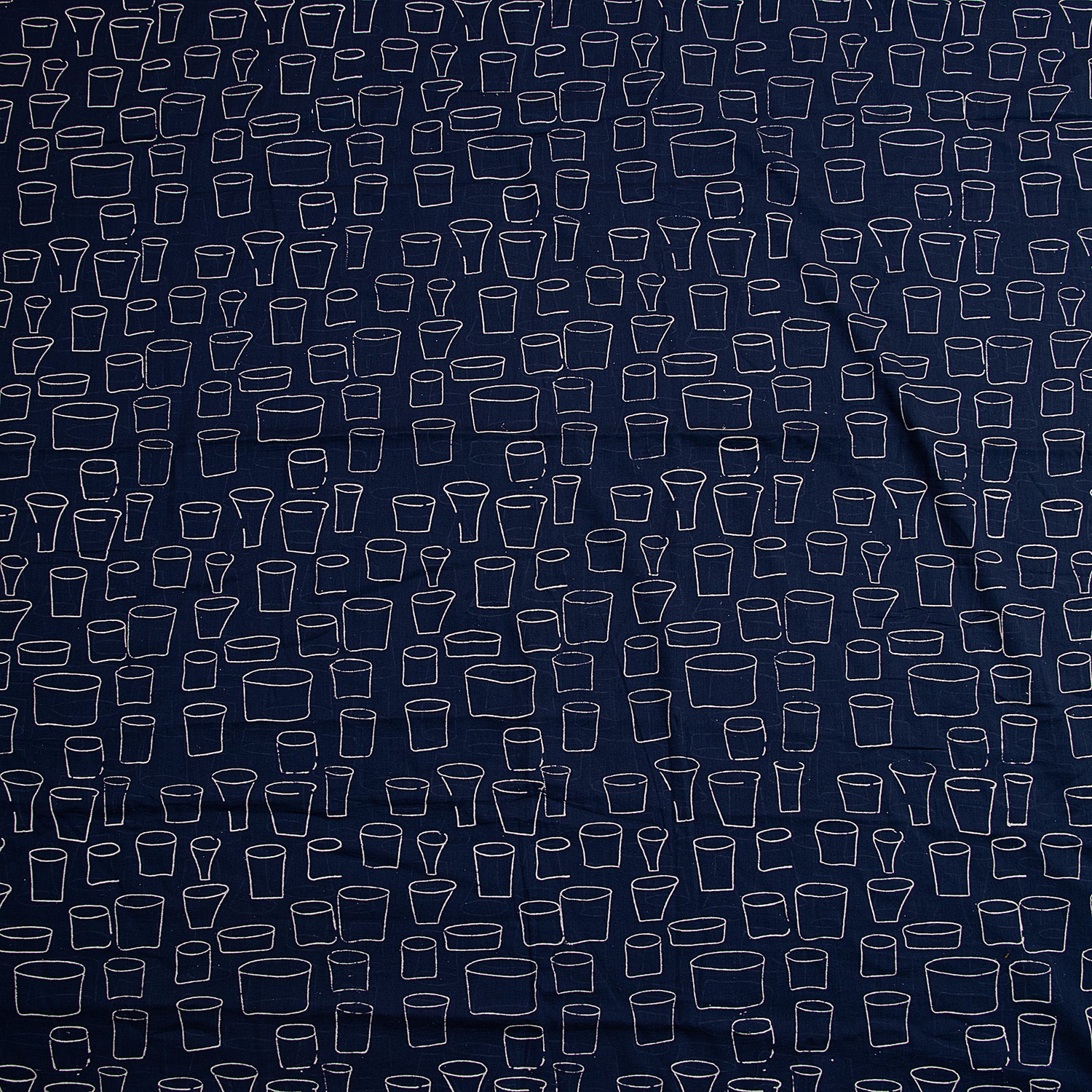 Dark Blue Cotton Hand Block Print Fabric