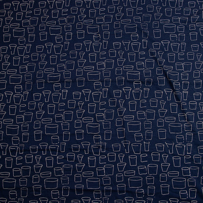 Dark Blue Cotton Hand Block Print Fabric