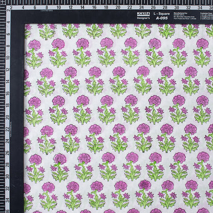 Dark Pink Floral Hand Block Print Fabric