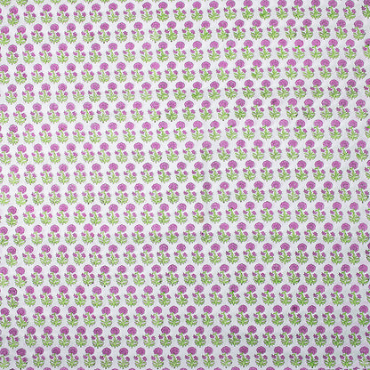 Dark Pink Floral Hand Block Print Fabric