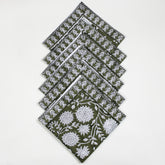 Decorative Green Hand Block Printed Reusable Table Napkin