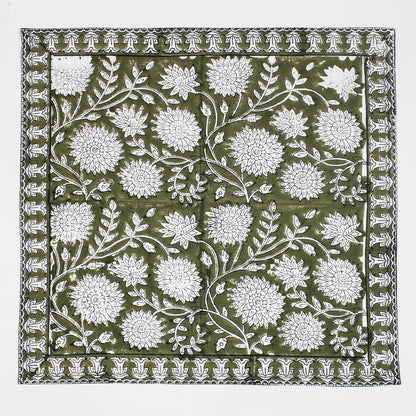Decorative Green Hand Block Printed Reusable Table Napkin