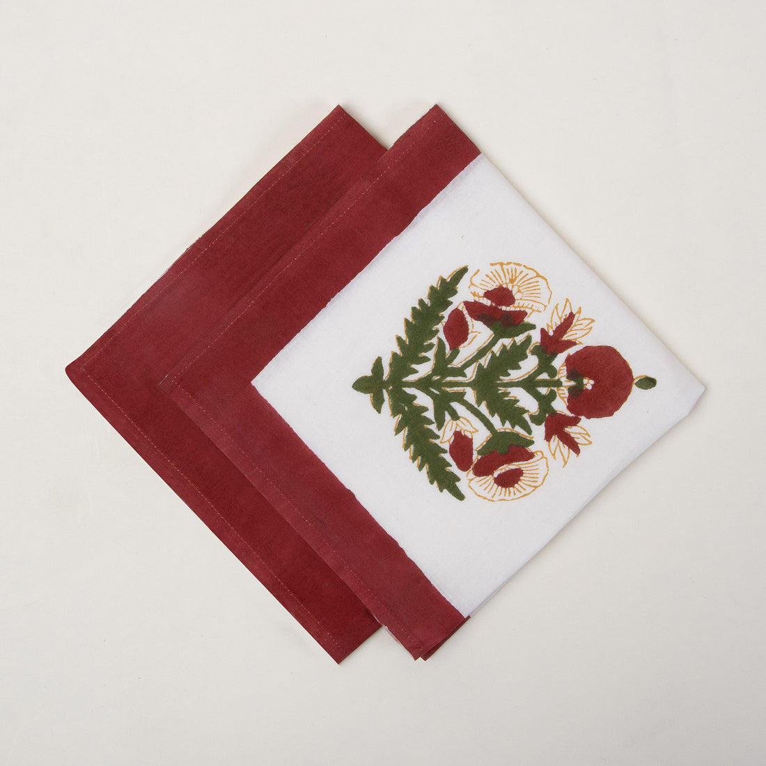 Decorative Hand Block Printed Cotton Floral Dinner Napkin Cloth