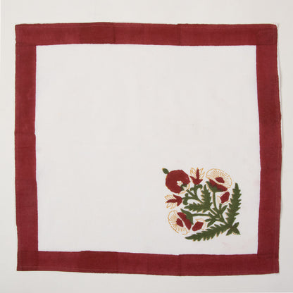 Decorative Hand Block Printed Cotton Floral Dinner Napkin Cloth