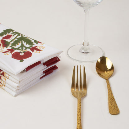 Decorative Hand Block Printed Cotton Floral Dinner Napkin Cloth
