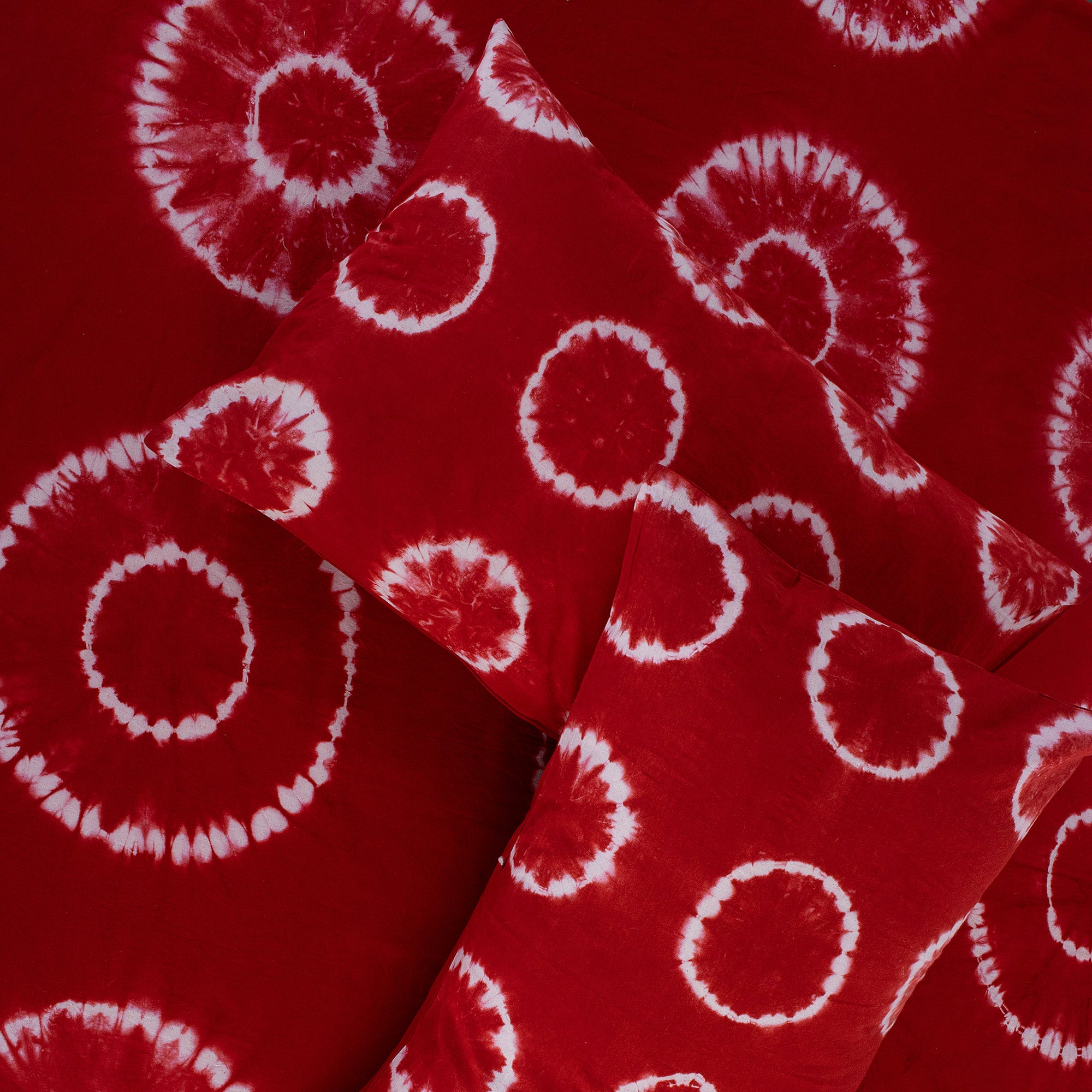 Decorative Handmade Red Natural Tie Dye Cotton Bedsheet