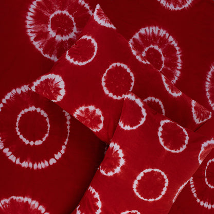 Decorative Handmade Red Natural Tie Dye Cotton Bedsheet