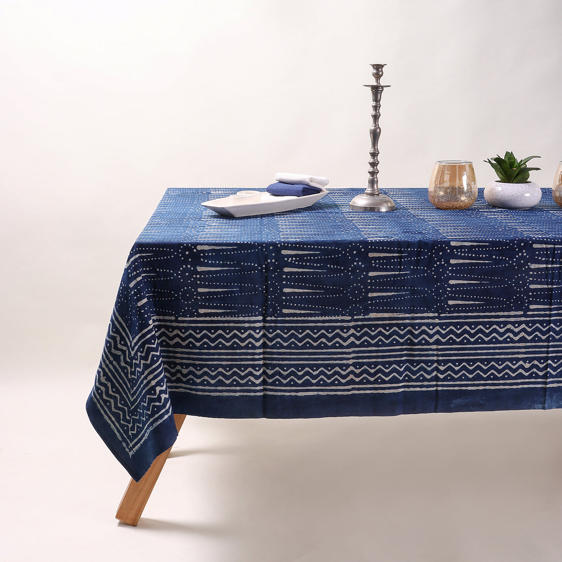 Decorative Leaf Hand Block Printed Cotton Table Cloth
