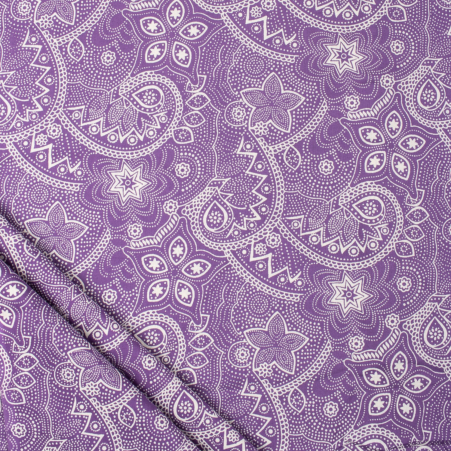 Decorative Purple Floral Hand Block Printed Bagru Fabric