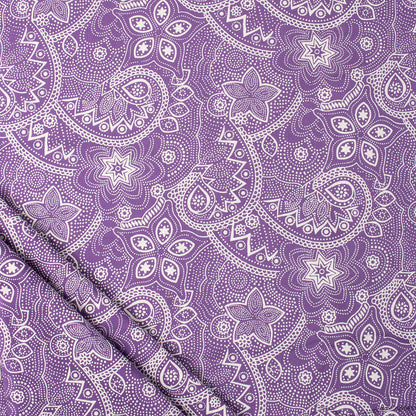Decorative Purple Floral Hand Block Printed Bagru Fabric