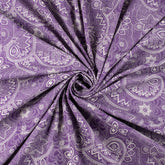 Decorative Purple Floral Hand Block Printed Bagru Fabric