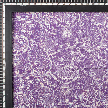 Decorative Purple Floral Hand Block Printed Bagru Fabric