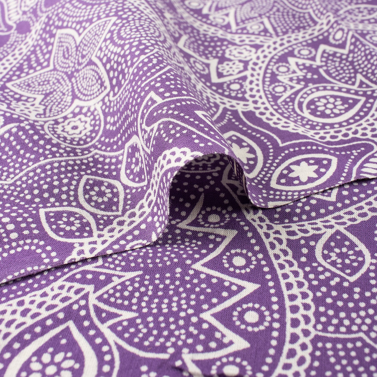Decorative Purple Floral Hand Block Printed Bagru Fabric