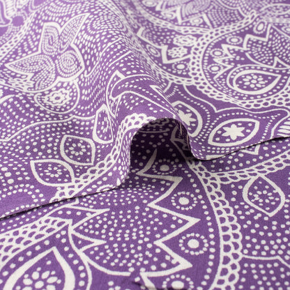 Decorative Purple Floral Hand Block Printed Bagru Fabric