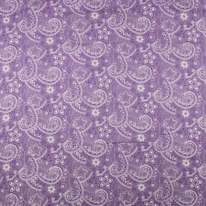 Decorative Purple Floral Hand Block Printed Bagru Fabric