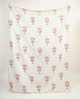 Desert Flower Block Printed Sofa Throw Blanket Online