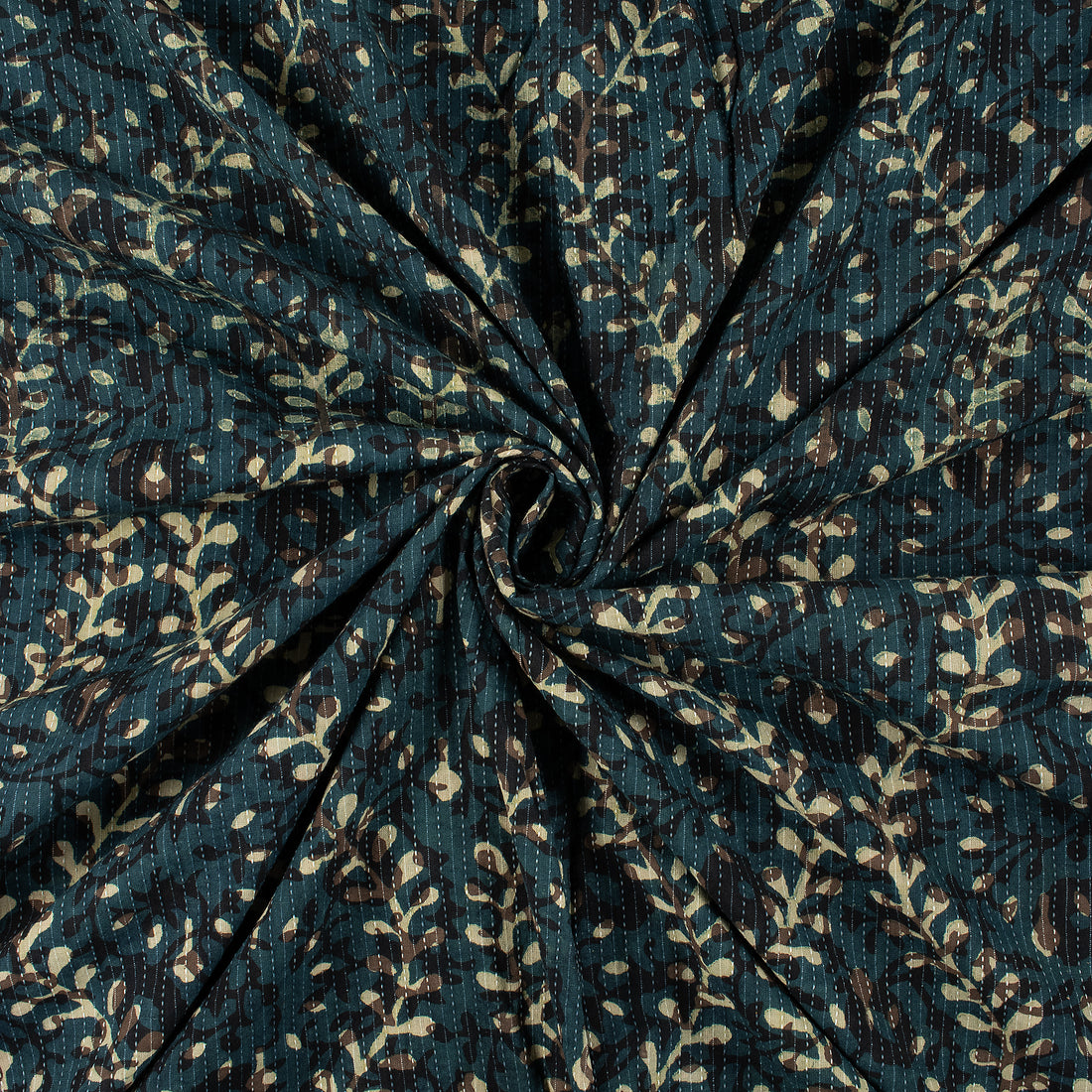 Designer Printed Pure Cotton Dabu Kantha Fabric