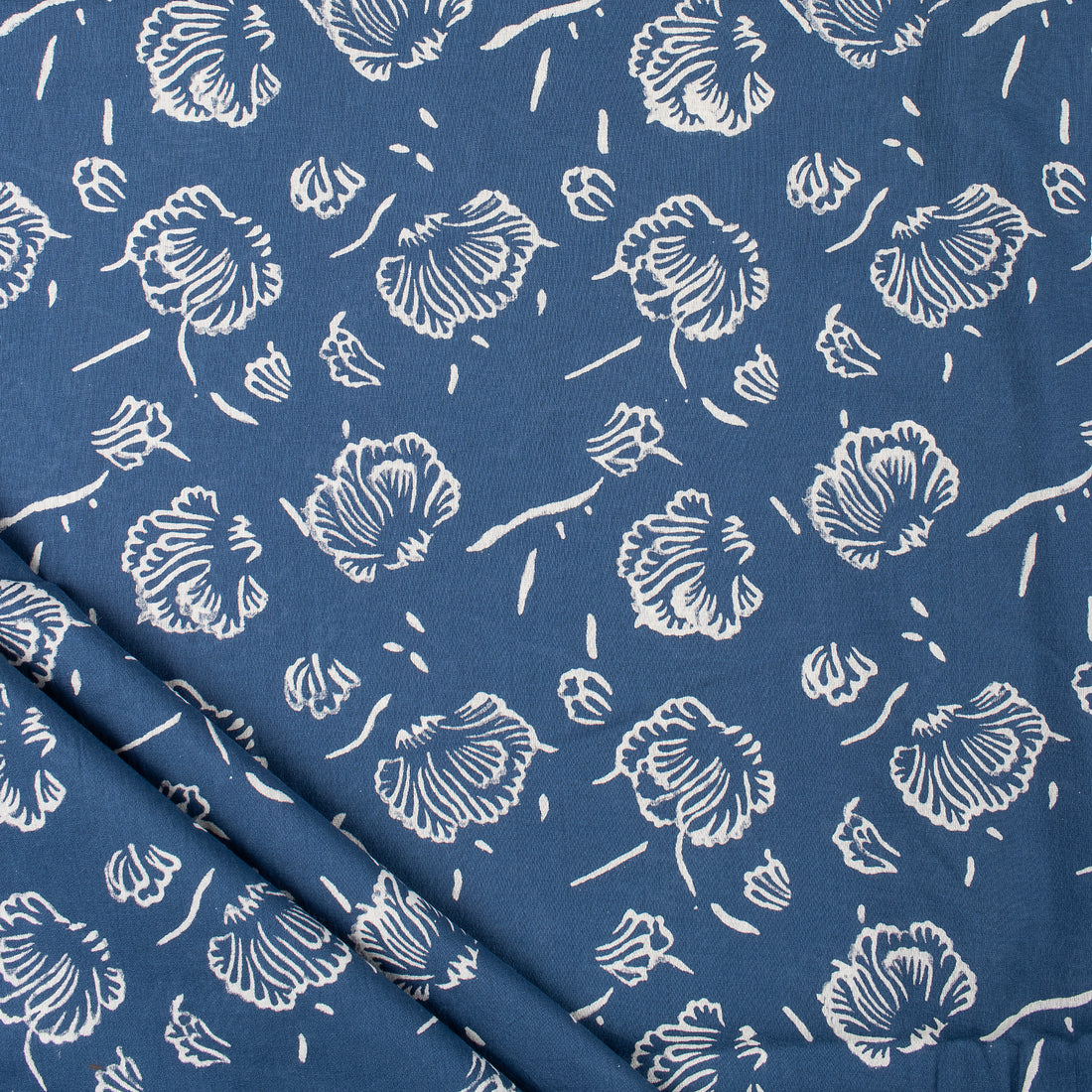 Discharge Hand Block Printed Pure Cotton Fabric