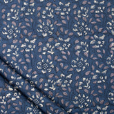 Discharge Hand Printed Blue Floral Cotton Fabric