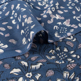 Discharge Hand Printed Blue Floral Cotton Fabric