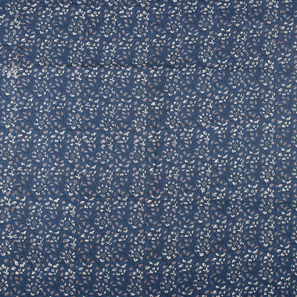 Discharge Hand Printed Blue Floral Cotton Fabric
