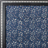 Discharge Hand Printed Blue Floral Cotton Fabric