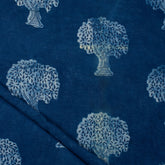 Dress Material Hand Block Indigo Tree Printed Cotton Fabrics