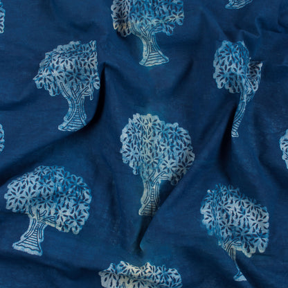 Dress Material Hand Block Indigo Tree Printed Cotton Fabrics